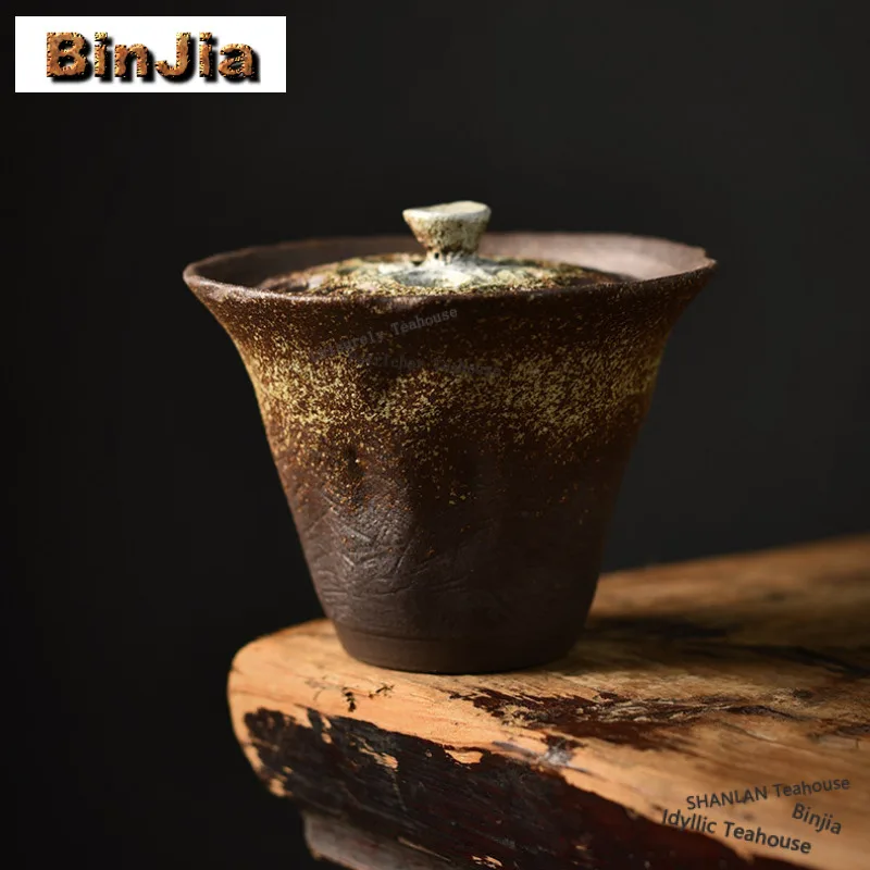 180ml Coarse Pottery Lotus Seedpod Gaiwan Vintage Tea Tureen Tea Bowl With Lid Kit Tea Maker Cover Bowl Teaware Supplies Gift