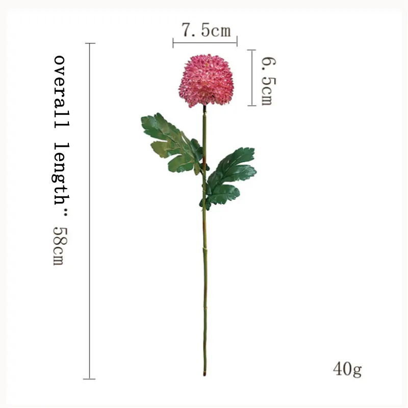 Einzelner Stiel Realistische Künstliche Allium-Kugel Gefälschte Chrysanthemenblume für Hochzeitssträuße Heim Garten Büro Dekoration Zubehör – Detail 1