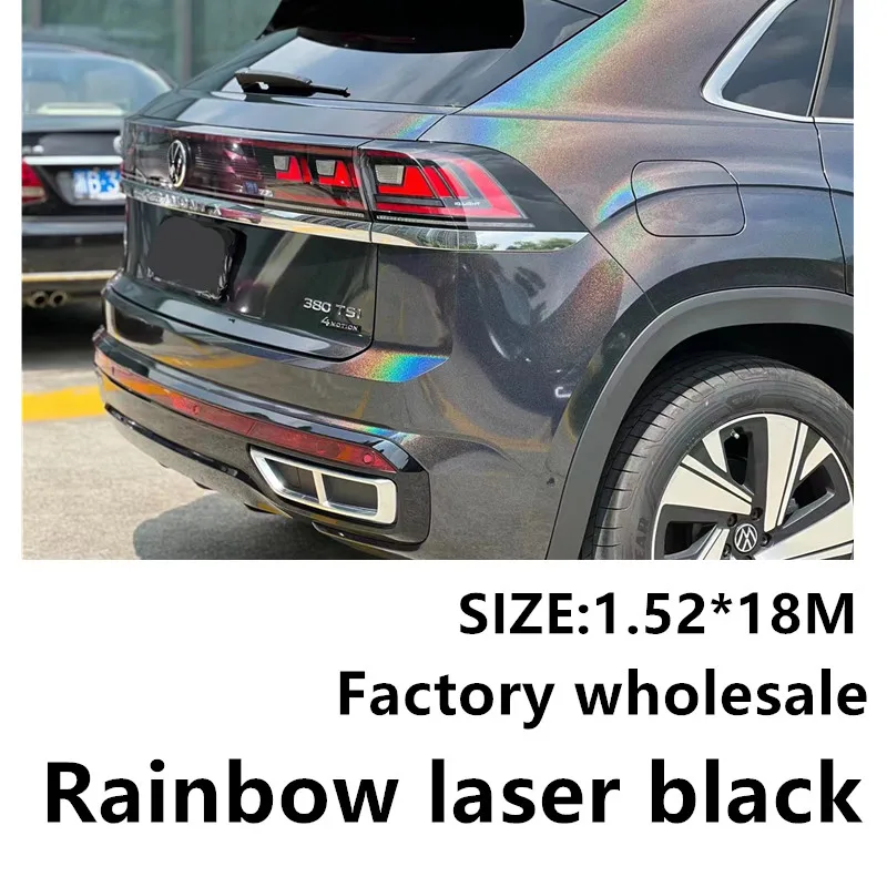 1.52* 18 bright rainbow laser black vinyl film automotive plastic wrap Automotive plastic wrap quality assurance