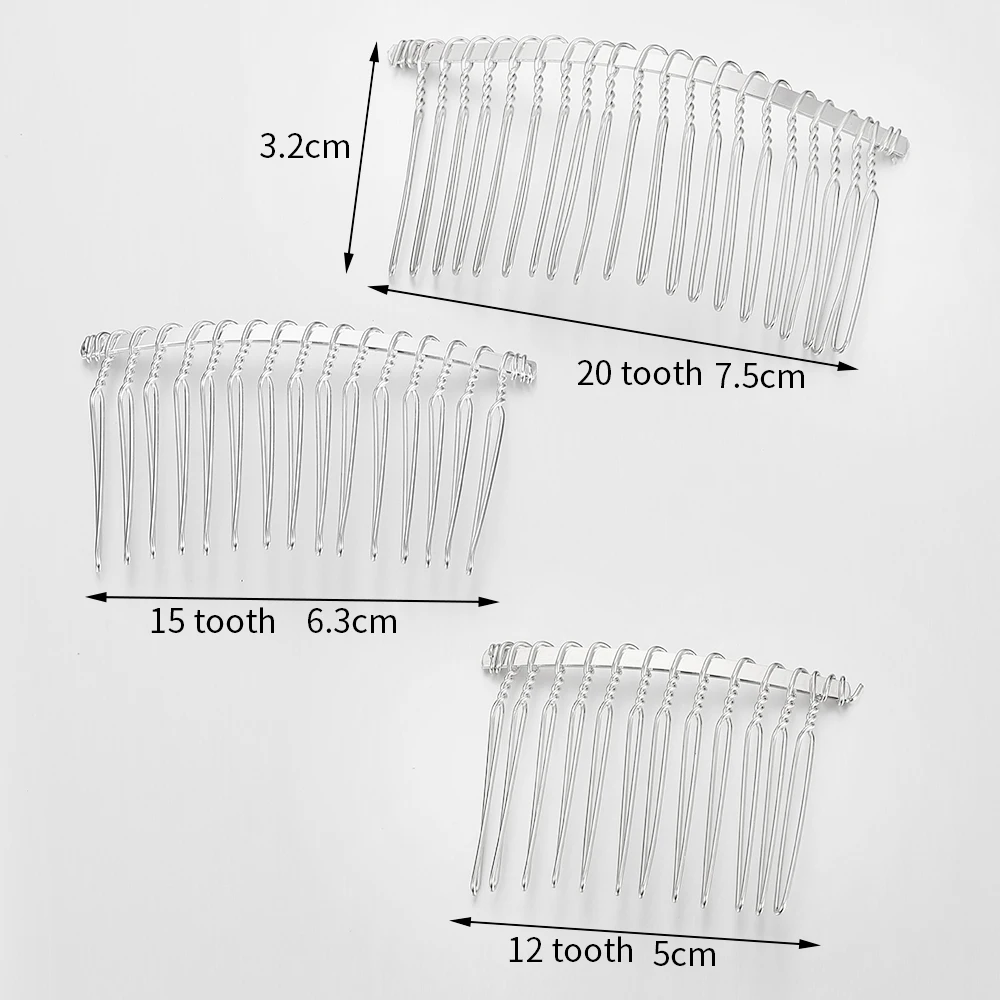 10pcs 12/15/20mm Silver Color Teeth Hair Comb Hairpin for Jewelry Making Bridal Hair Combs DIY Wedding Accessories