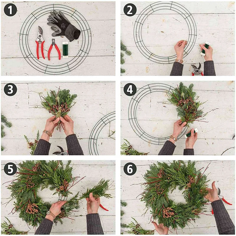 14 Inch Wire Wreath Frame Metal Round Wreath Form Making Rings Green For Christmas Party Home Decoration DIY Pack Of 10