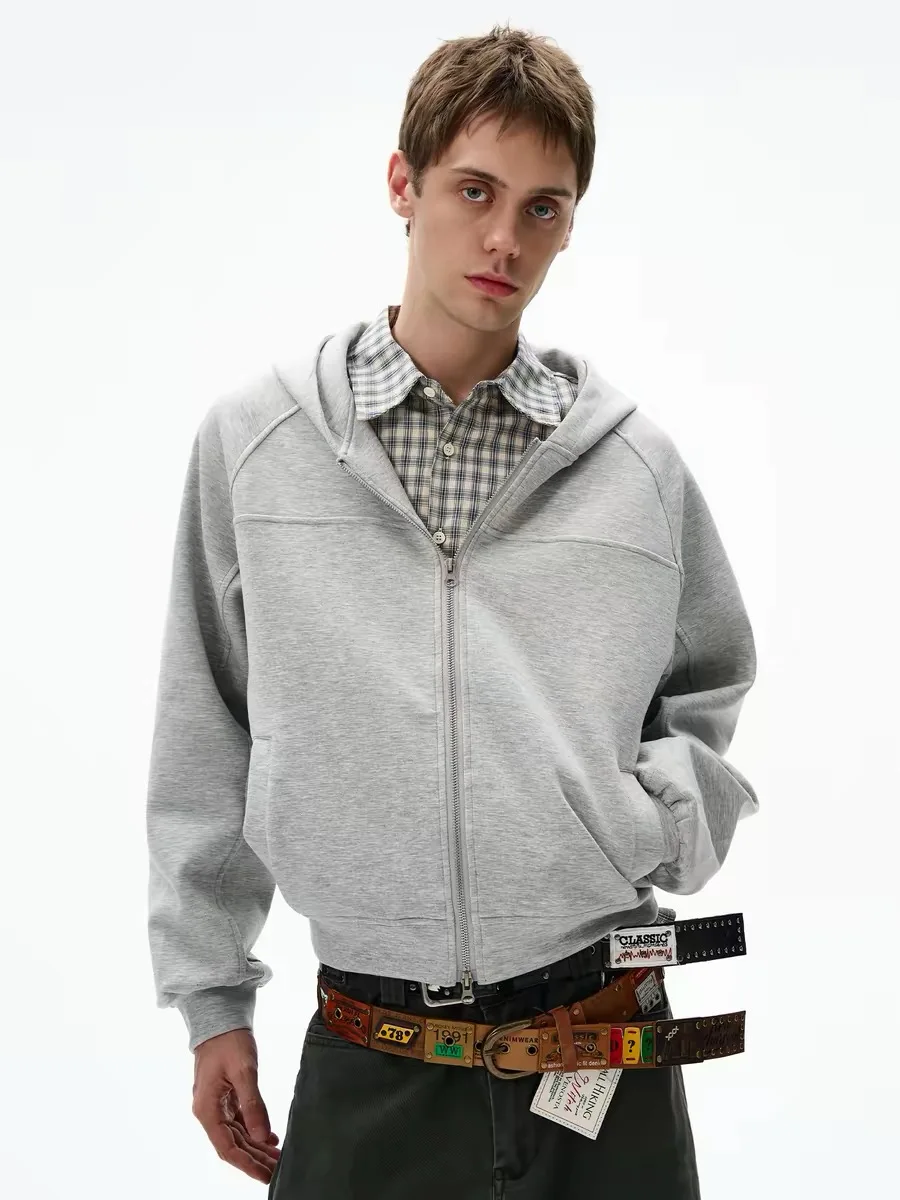 Retro American Deconstructed Design Hoodie ex Autumn Winter Casual Loose Versatile Vibe Open Cardigan Jaet for Men And ...