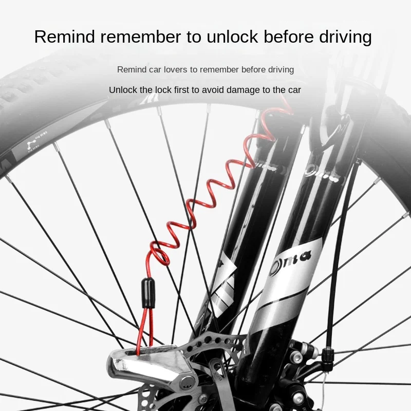 Anti-Theft Motocicleta Roda Disco Lock, Alarme de freio, Saco e Lembrete Primavera Cabo, Moto Bloqueio de Segurança, 1,2 m, 1Pc