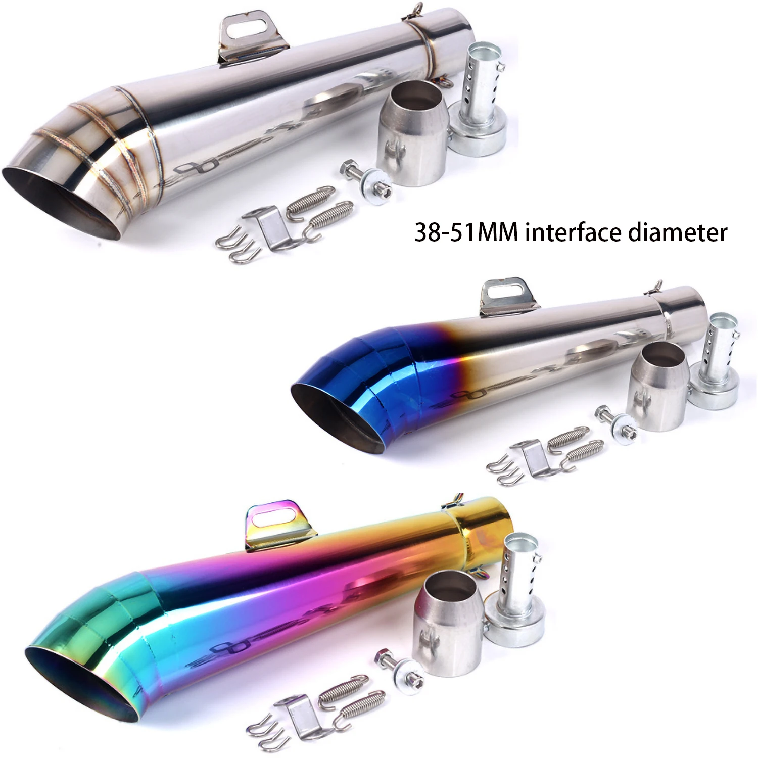 

51MM universal motorcycle exhaust pipe with muffler can be installed and removed suitable for most motorcycles street pipe