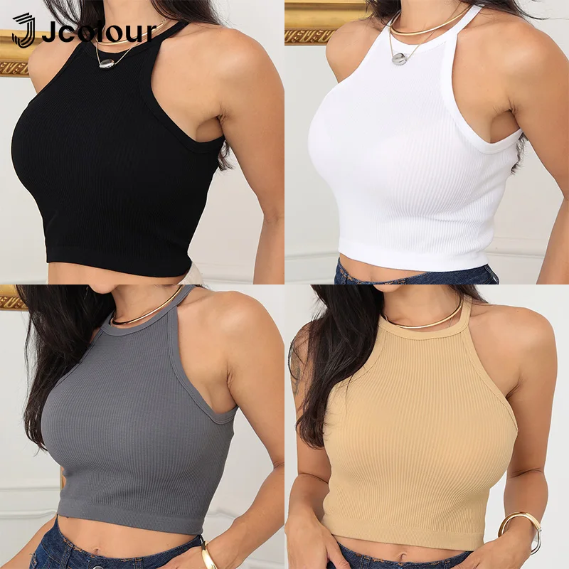 3 Pieces Cropped Swimwear Sexy Turtleneck Top Sleeveless Short Top Casual Knitting Summer