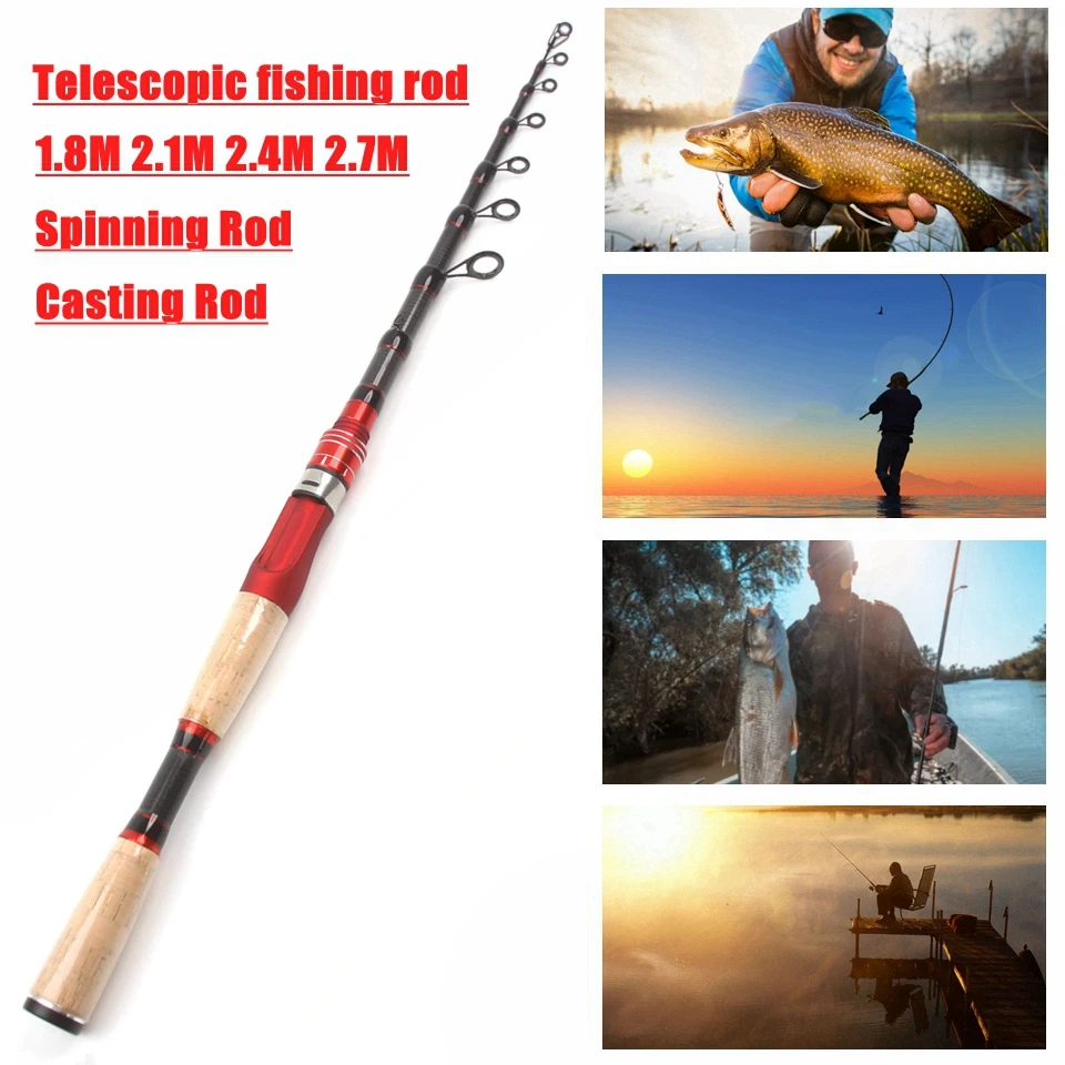 Portable 2.4m 2.7m Spinning Casting Fishing Rod Telescopic Trout Travel Pole Lure Weight 7-28g Lure Rod UltraShort Pesca