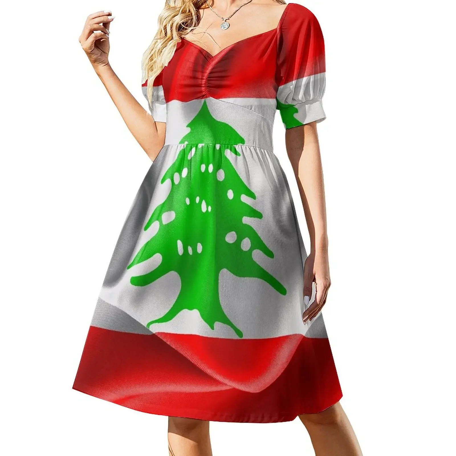 

Lebanon Flag Short-Sleeved Dress women formal occasion dresses Bride dresses Evening dresses elegant guest wedding dress
