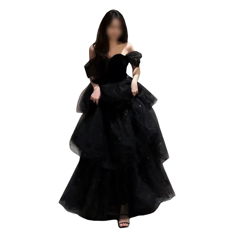 

Ele Bla-oulder Prom Dr Puffy Skirt aduation Adult Ceremony Gown for Students Par Host Luxury mat