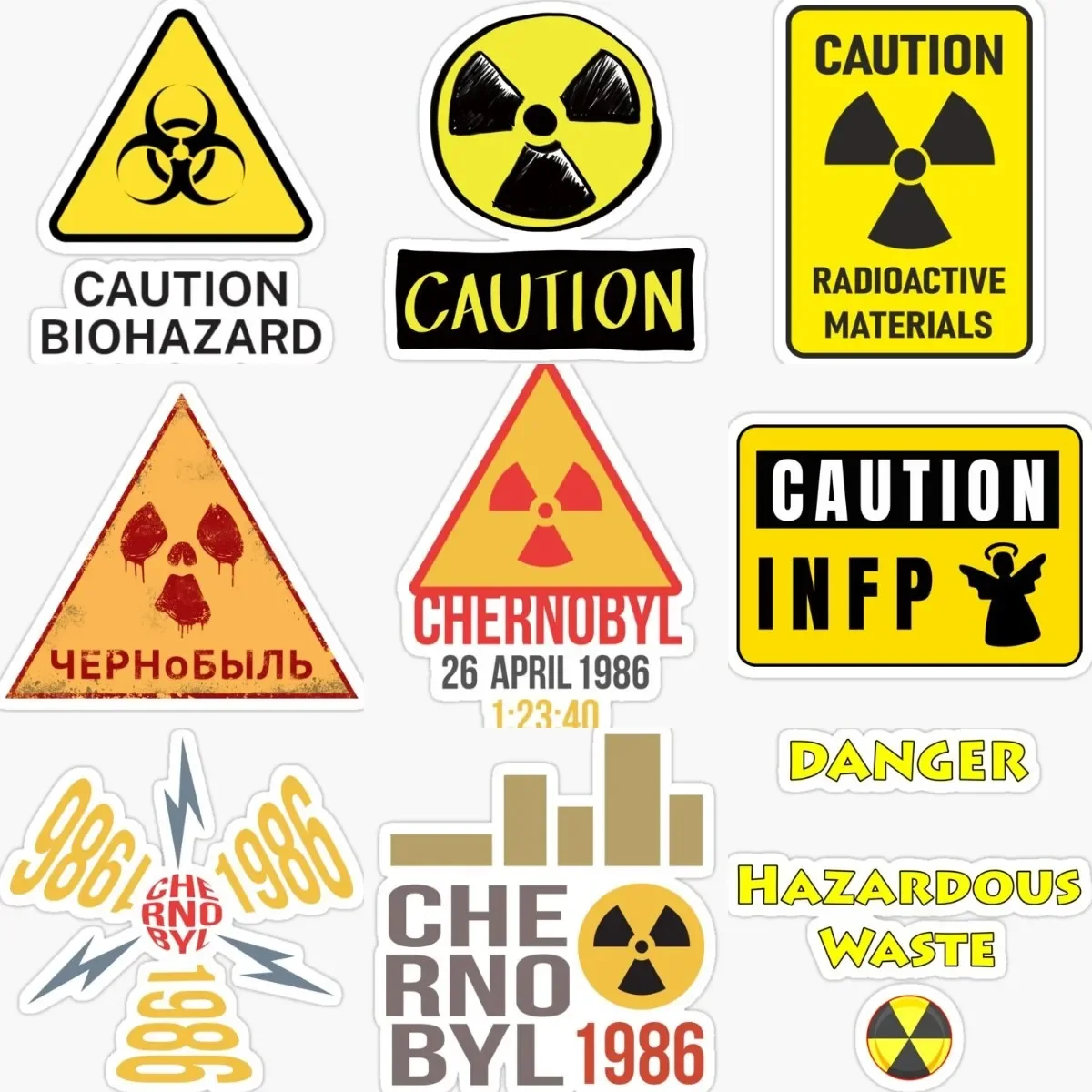 

Nuclear Radiation Warning Signs Creative Sticker Laptop Truck Van Bicycle Moto Accessories Window Wall Door Glass Camper Decal
