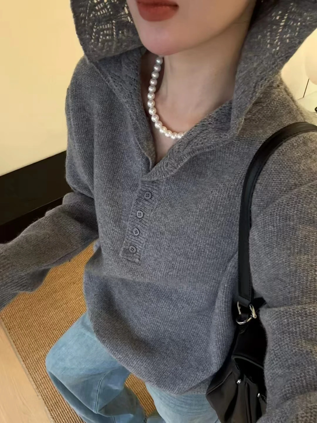 

Весна-осень 2023, новая женская вязаная длинная шапка-свек с кружевным крючком и цветочной основой, универсальный модный шерстяной трикотаж