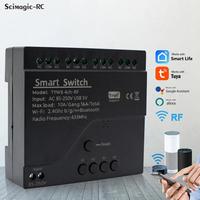 Black Style Tuya 4CH Wifi Smart Home Appliance Control Switch Module 220V 85-250V 10A Relay With Momentary Toggle Interlock Mode
