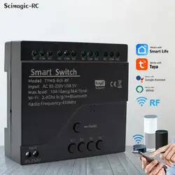 Tuya 4ch Wifi Relay 220V Smart Switch Module Motor Light RF 433 Radio Remote Control 4 Channels Inching for Alexa Google Home
