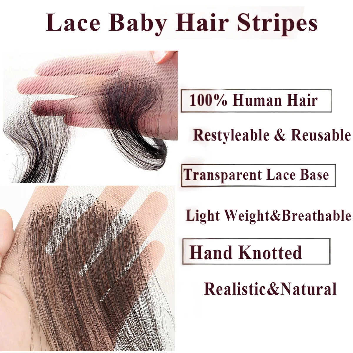 Real Human Hair Lace Baby Hair Edges Invisible Lace Hairline with Natural Looking Handmade Hair Pieces Transparent Lace  Frontal