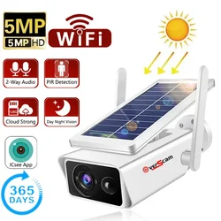 5MP kamera WiFi HD zewnętrzny Panel słoneczny bezprzewodowa kamera do monitoringu zasilany z baterii PIR Motion IP66 CCTV kamera monitorująca iCSee