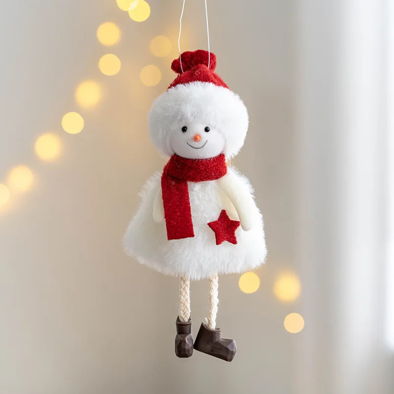 Christmas Decoration Plush Angel Girl Doll Pendant Xmas Tree Hanging Ornaments  Plush Santa Snowman Angel Pendant Decor Gift Toy