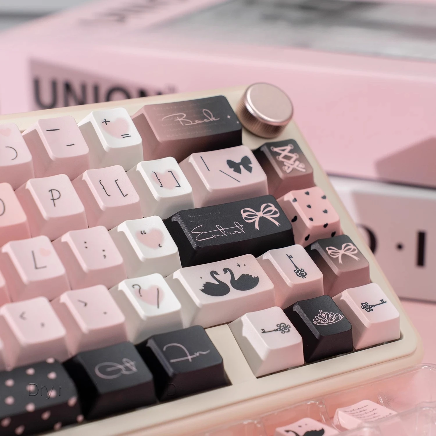 Dream Ballet Theme Keycap Set PBT Thermal Sublimation Cherry Profile Sweet Cool Black Pink Cute Keycaps for Mechanical Keyboard