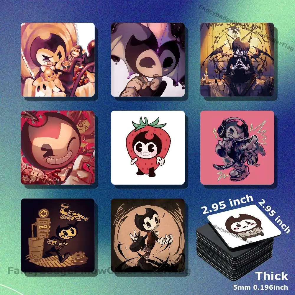 Магнитный квадратный стикер на холодильник B-Bendy and The Ink Machine, креативный акриловый магнит для холодильника, сувенир, подарок