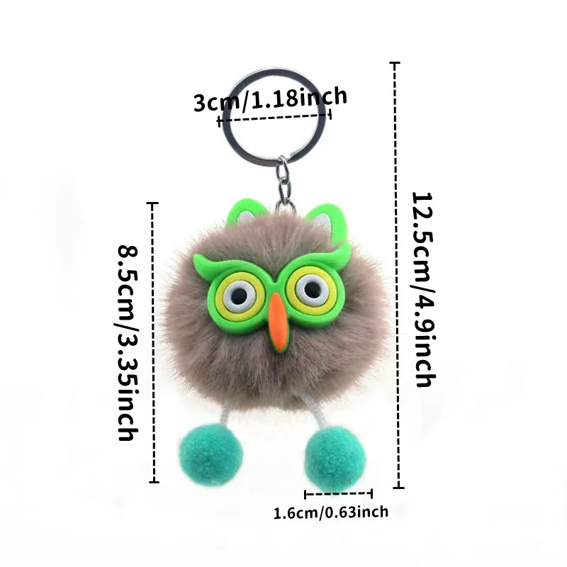 1Pcs Owl Plush Keychains Cartoon Key Ring Pendant Car Bag Ornament Girl Child Gift Toy DIY Clothing Handbag Crafts Accessory