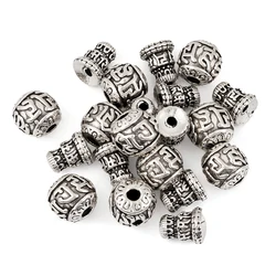 10 Set Alloy 3 Hole Guru Beads T-Drilled Beads Tibetan Style Antique Silver Color for Buddhist Bracelet Jewelry Making Findings