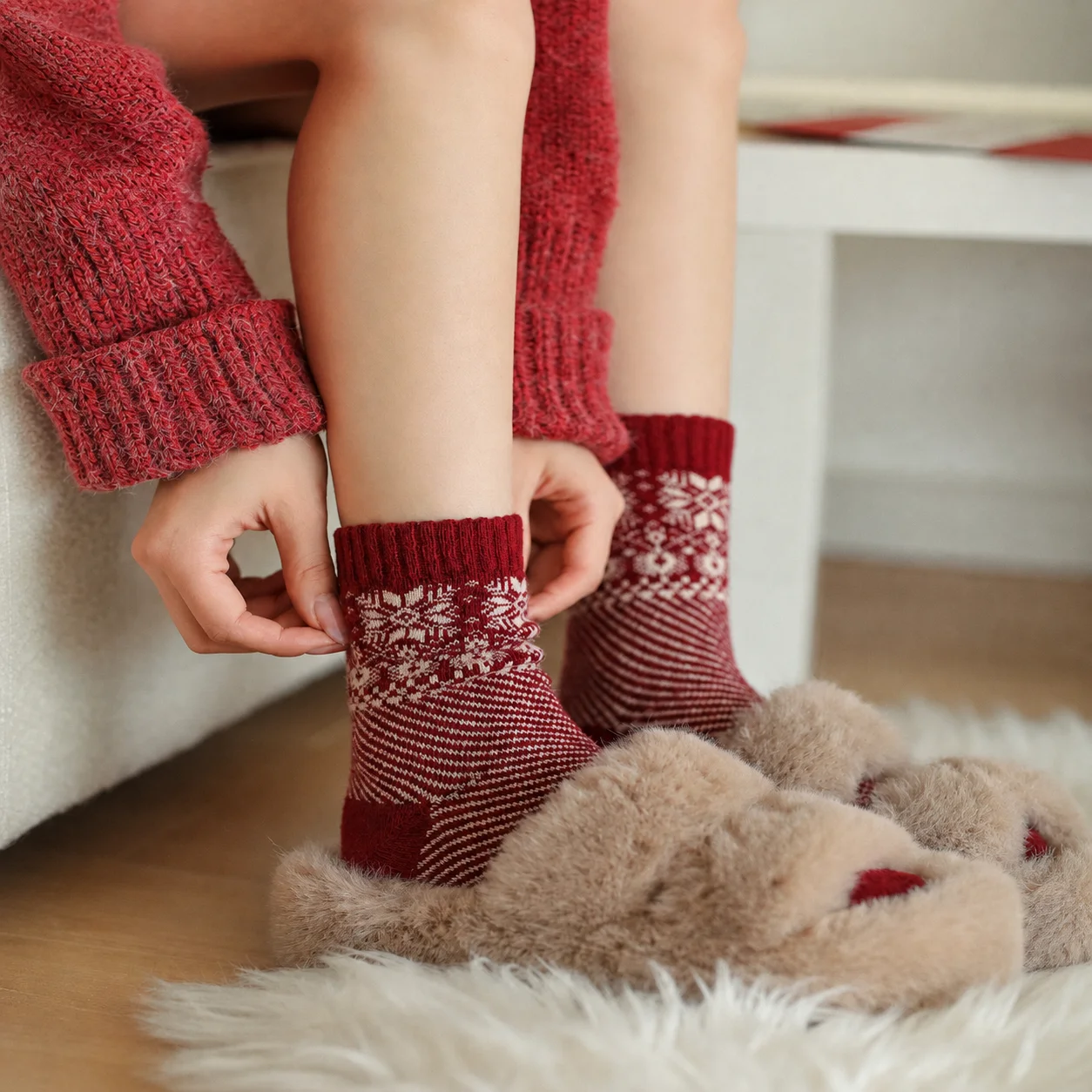 Women'S Socks Elastic Winter Warm Socks Christmas Socks Ribbed For Indoor Relaxing Christmas Martin Boots