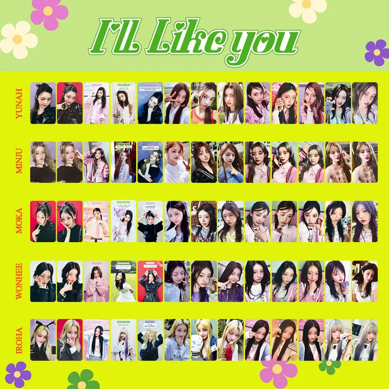 

Альбом ILLIT I'll Like You, персональные фотокарточки для селфи Yunah Moka Wonhee Iroha Minju, двухсторонние ломо-карты, коллекция фанатов