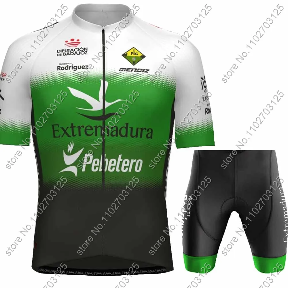 Extremadura Pebetero 2024 Cycling Jersey Set Short Sleeve Green Spain Clothing Road Bike Shirts Suit Bicycle Shorts MTB Maillot