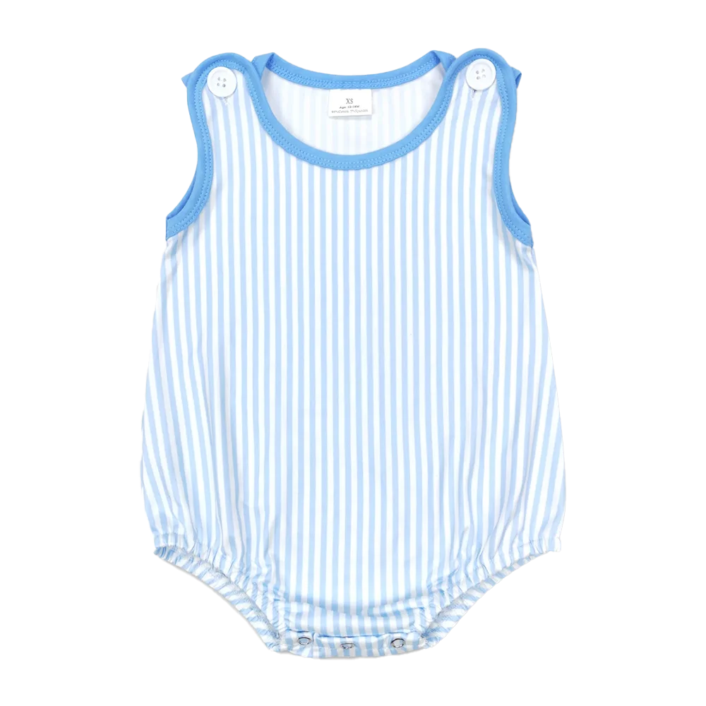 

SR0711Baby Boys Summer Rompers Sleeveless blue stripe baby boy summer romper