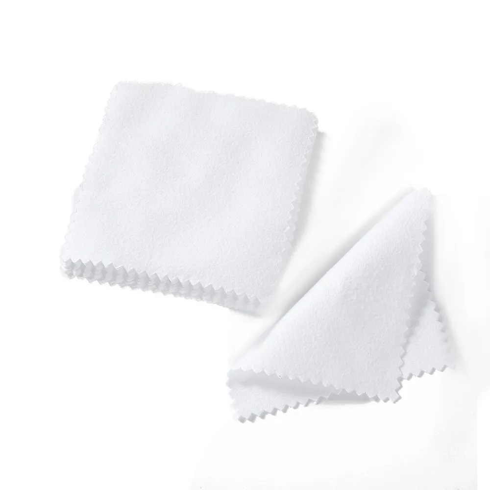 10/50pcs 4x8/8x8/6x10cm White Polish Cloth Silver Color Cleaning Soft Clean Wipe Wiping Cloth For Jewelry Tool Accessories