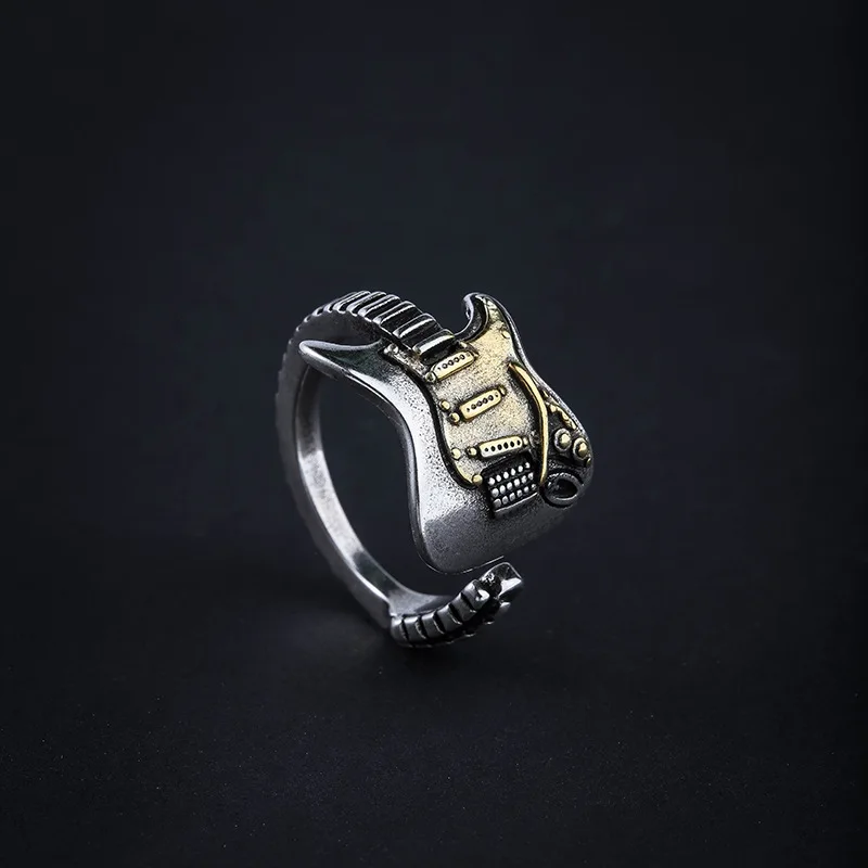 New Adjustable Guitar Rock Ring Punk Hip Hop Style Alternative Unisex Index Finger Ring for Men Women Jewelry