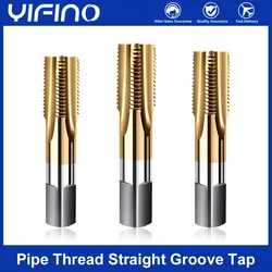 YIFINO M35 Cobalt Plated Titanium Straight Groove Tube Thread Tap G Zg Npt1/8 1/4 3/8 1/2 3/4 Stainless Steel Specialized Taps