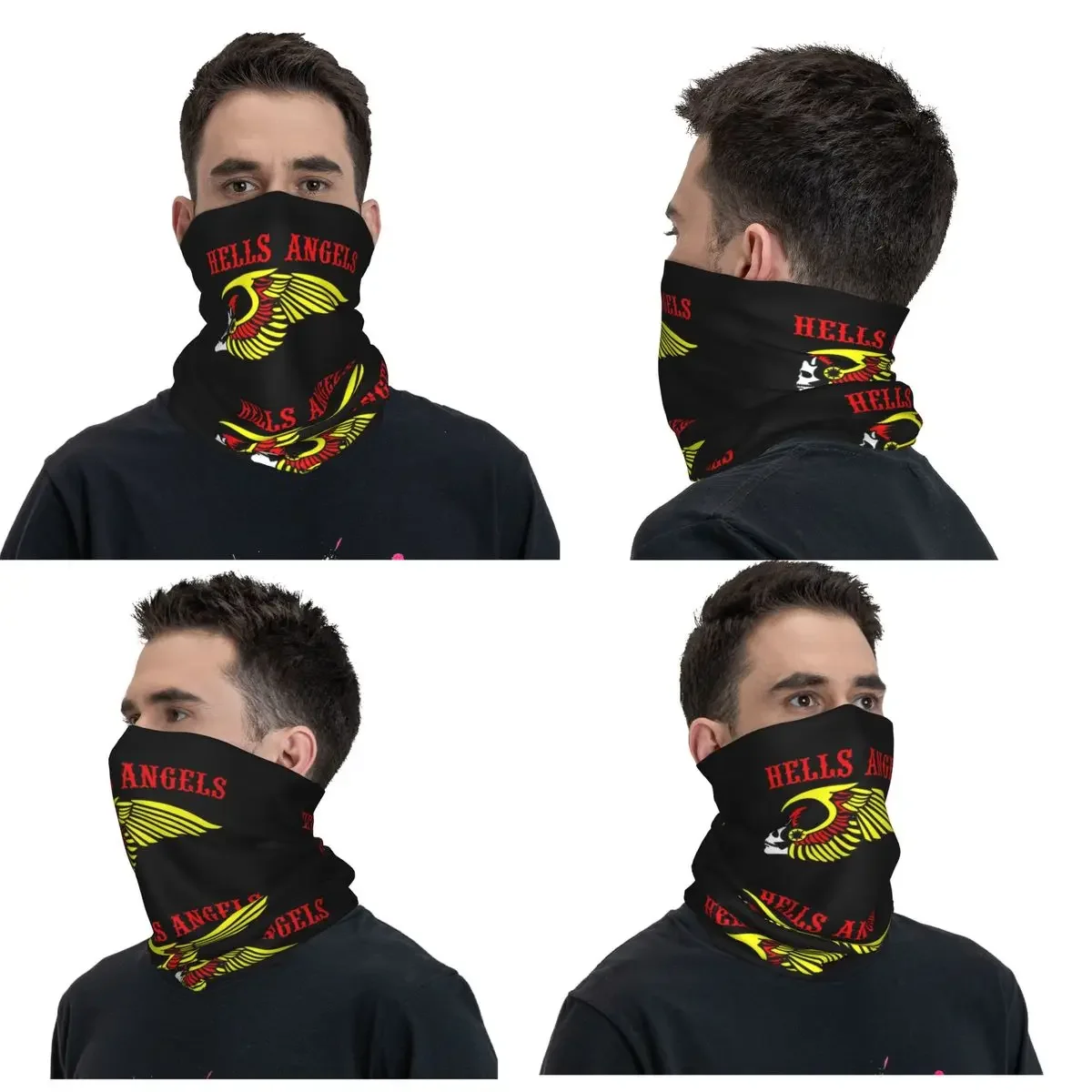 Hells Angels Logo 5 Bandana Neck Cover Printed Wrap Mask Scarf Multifunction FaceMask Running Unisex Adult Washable