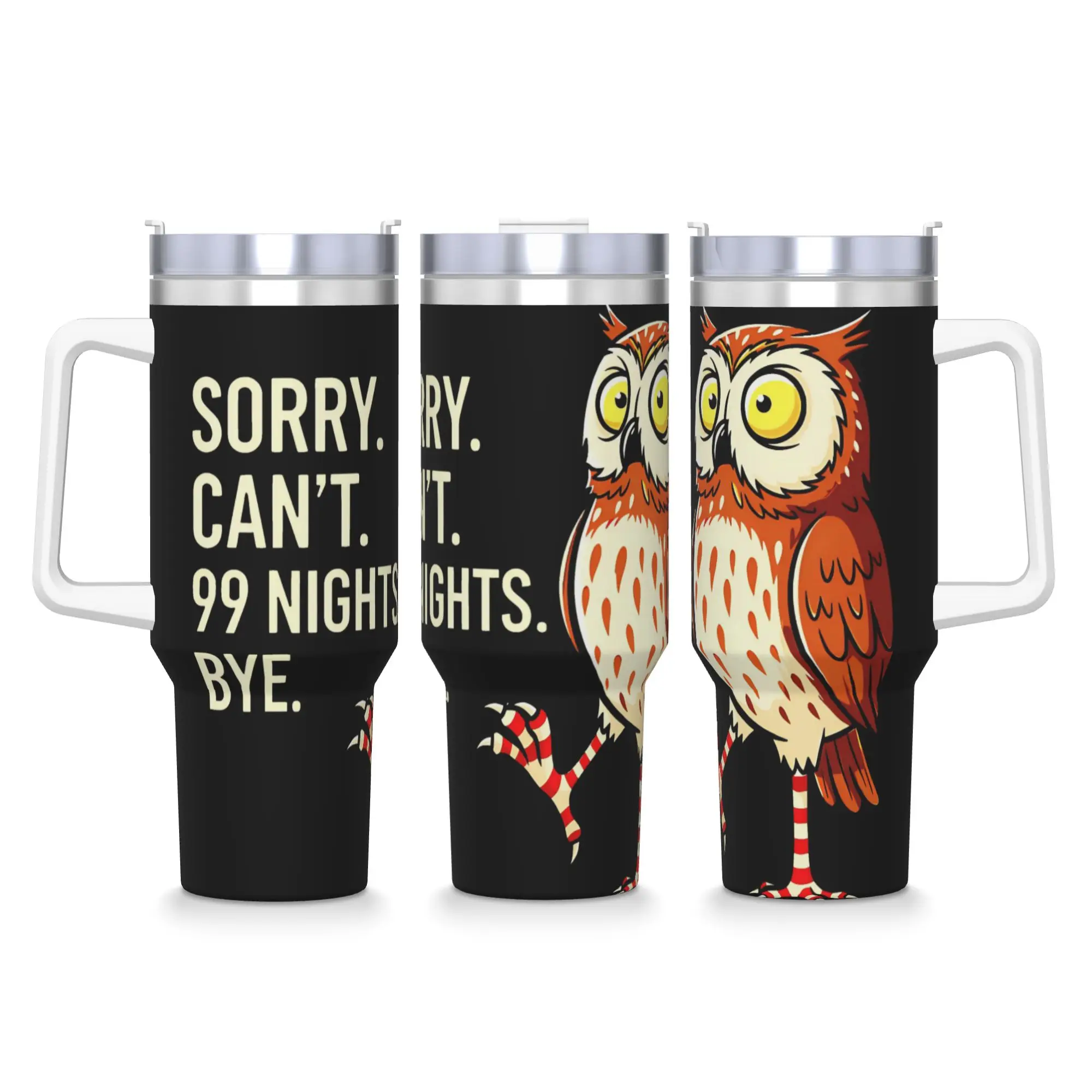 بهلوان من الفولاذ المقاوم للصدأ آسف لا يمكن 99 ليالًا وداعا الغابات البومة أكواب حرارية إبقاء الحرارة أكواب المشروبات الباردة كوب زجاجة ماء للقيادة