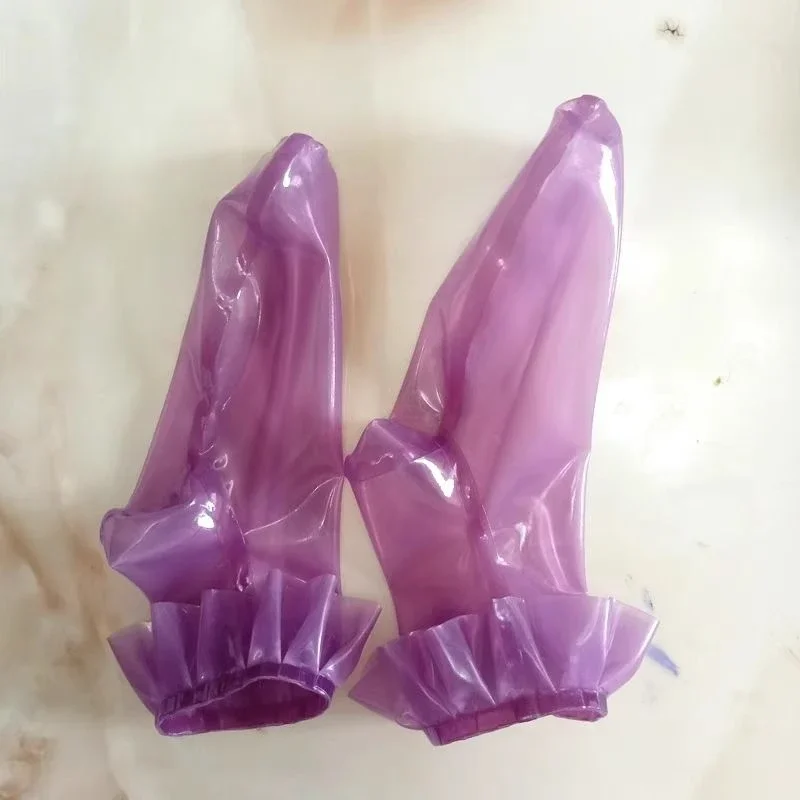 

Мужские латексные носки, прозрачные женские фиолетовые латексные короткие носки с рюшами для косплея, большие размеры