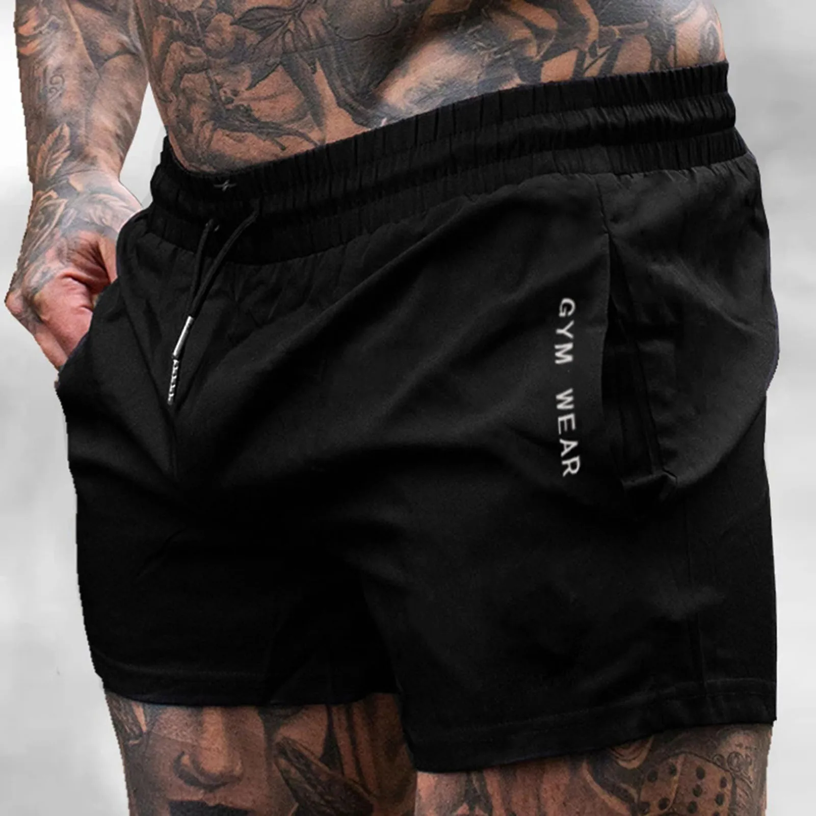 Men's Seamless Sports Shorts Quick Dry Bodybuilding Drawstring Pants Suitable for Sport Yoga Running