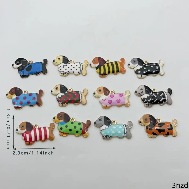 12pcs Cartoon Animal Sausage Dog Pendant DIY Earrings Keychain Necklace Pendant Accessories view 6