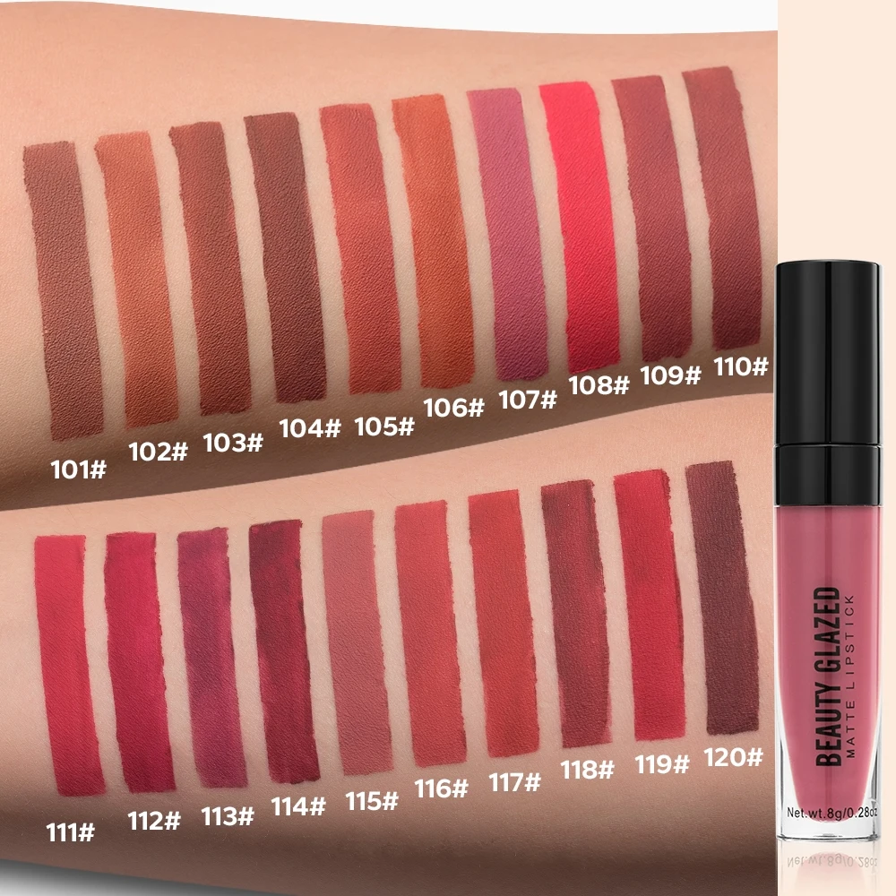 Beauty Glazed 20 Colors Long Lasting Waterproof Matte Lipstick Lip Tint Smooth Lightweight Lip Makeup