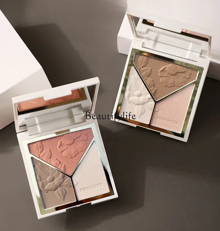 Rigaoguang Repair Makeup Palette Matte Thin and Glittering Brightening Nose Shadow Blush Three-in-One