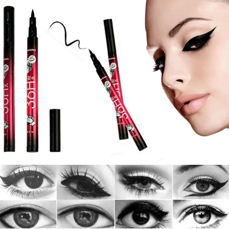 12pcs/set YANQINA Lasting 36H Liquid Eyeliner Pencil Waterproof Black Easywear Eye Liner Pen Cosmetic wholesale makeup eyeliner