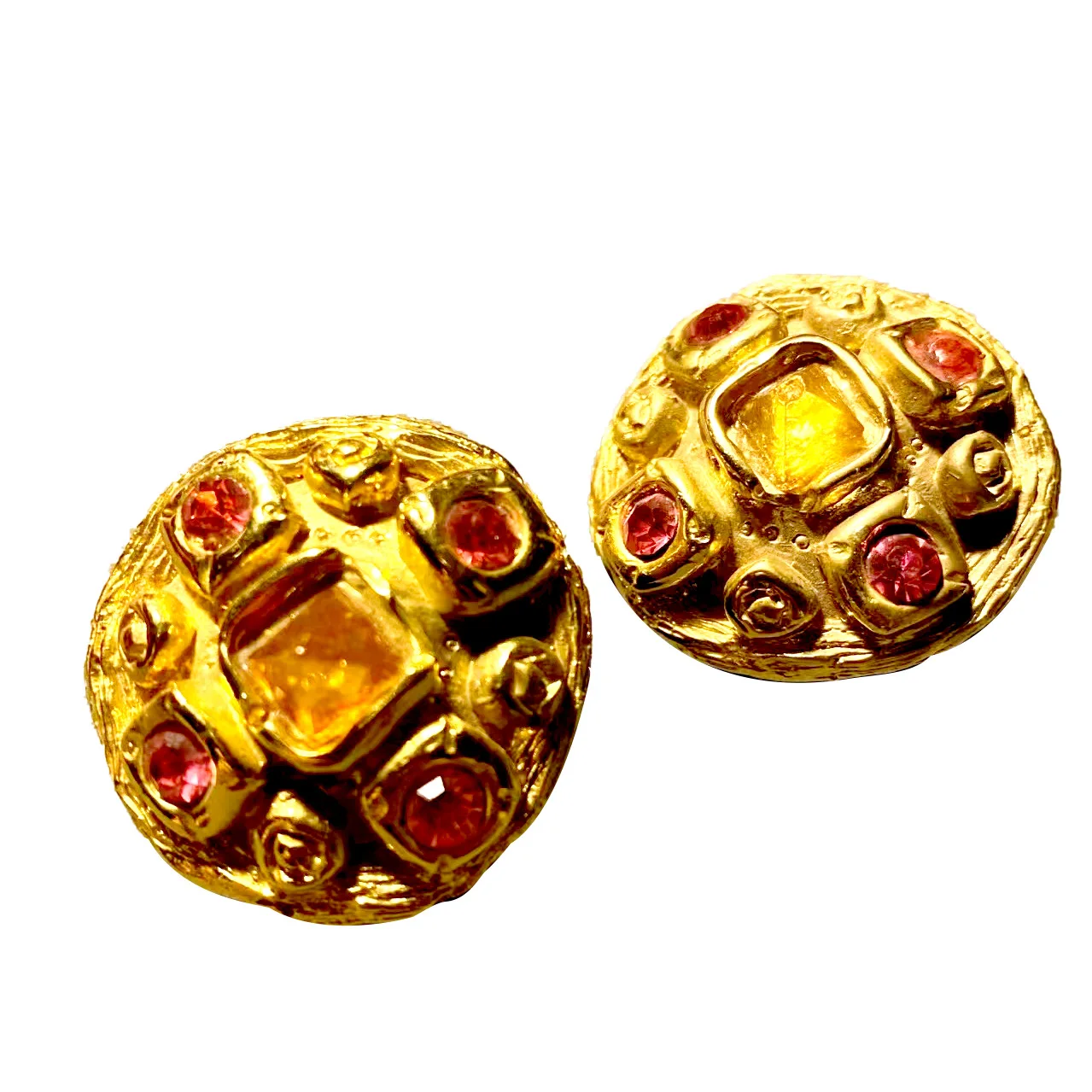 Vintage Chunky Colorful Rhinestoned Stud Earrings For Women Jewelry Runway Party T Show Fancy Trendy Boho INS Japan Korea