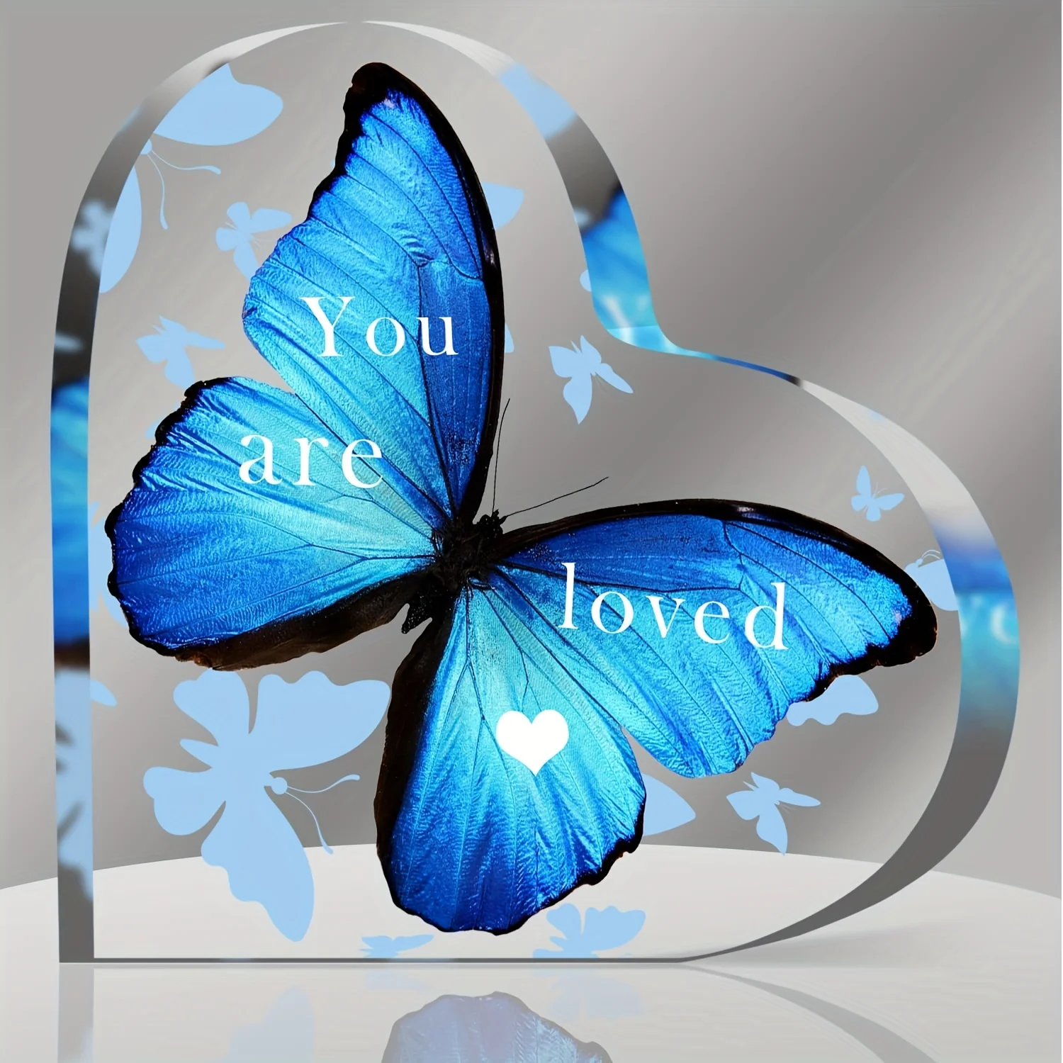 Butterfly Gifts, Acrylic Heart-Shaped Souvenirs for Women, Inspirational Desktop Decorations, Perfect Thank-You Gifts, Ideal