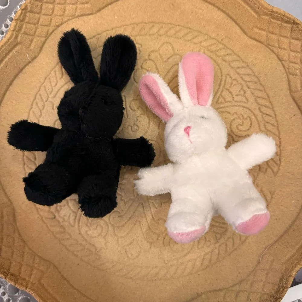 Stuffed Doll Black Bunny Doll Fluffy Kawaii Plush Rabbit Toys Ins Style Cute Animal Plush Dressing Doll Keychain Accessories