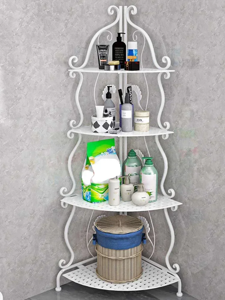 3 Colors Nordic Style 4/5 Tiers Folding Iron Kitchen Organizer Multi-use Bathroom Bedroom Rack Standing Book Shelf Home Decor