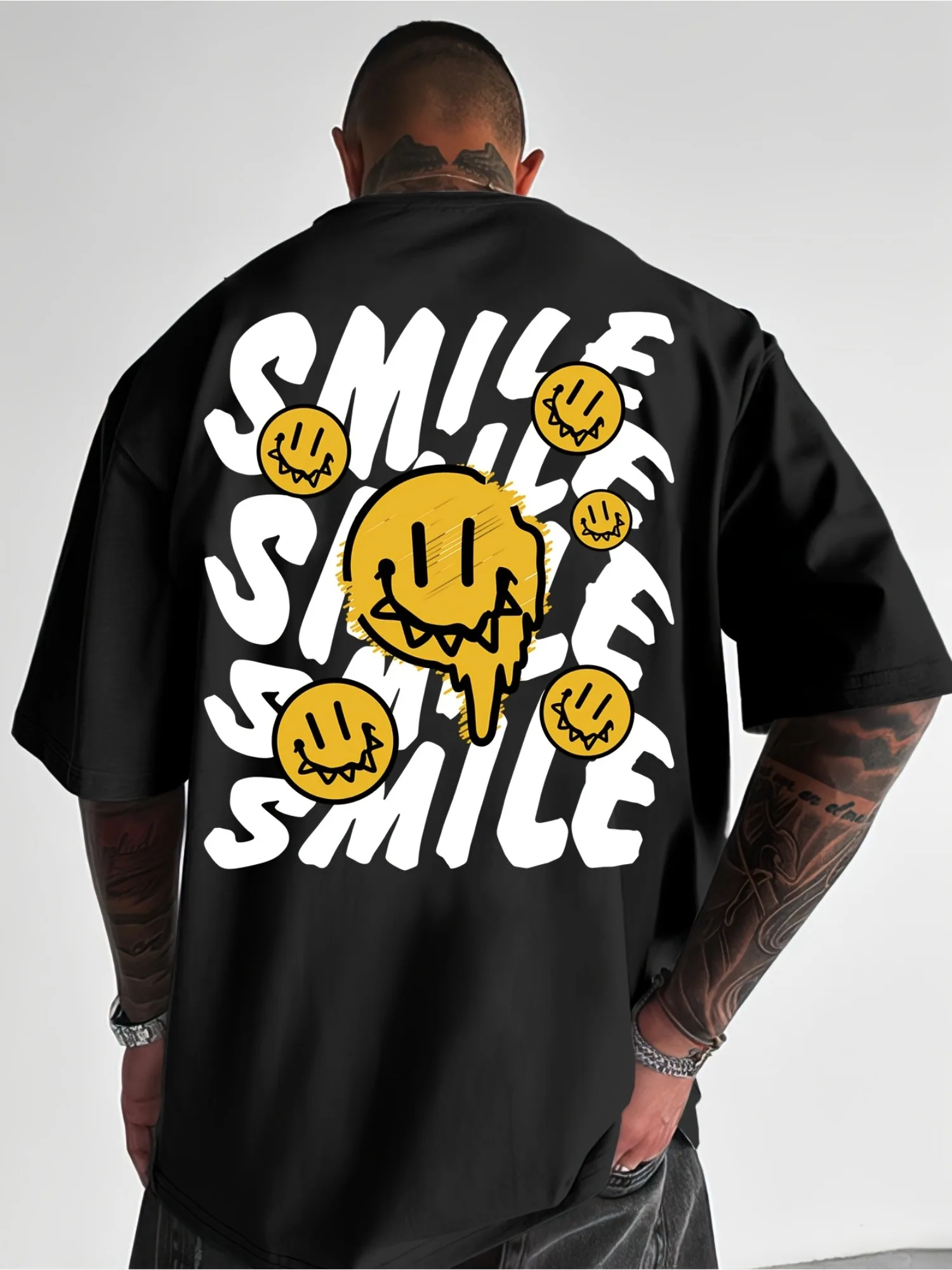 Men Women T-Shirt Streetwear Smile Graphic Tee Short Sleeve Cotton Casual Oversized Urban Style Tops