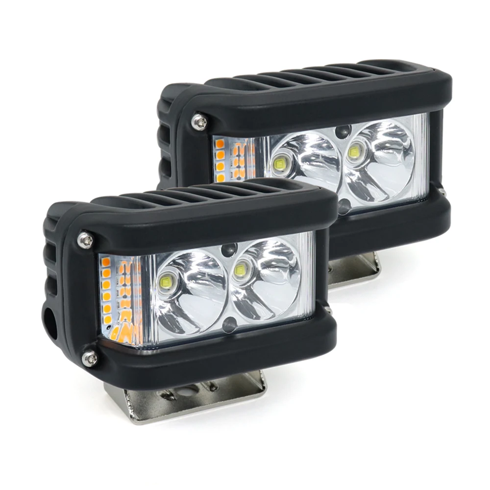 Universal Motorcycle Accessories LED Headlight Flood 3 Side Strobe ATV Scooter Driving for Racer Light Auxiliary Spotlight Lamp