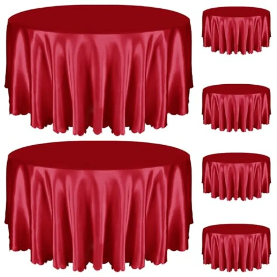 

10/ 10Feet Tablecloth Satin Table Cover for 8-1 Seats Wrkle Resistant and Washable Silky Table Cloths for Weddg Party Banquet E
