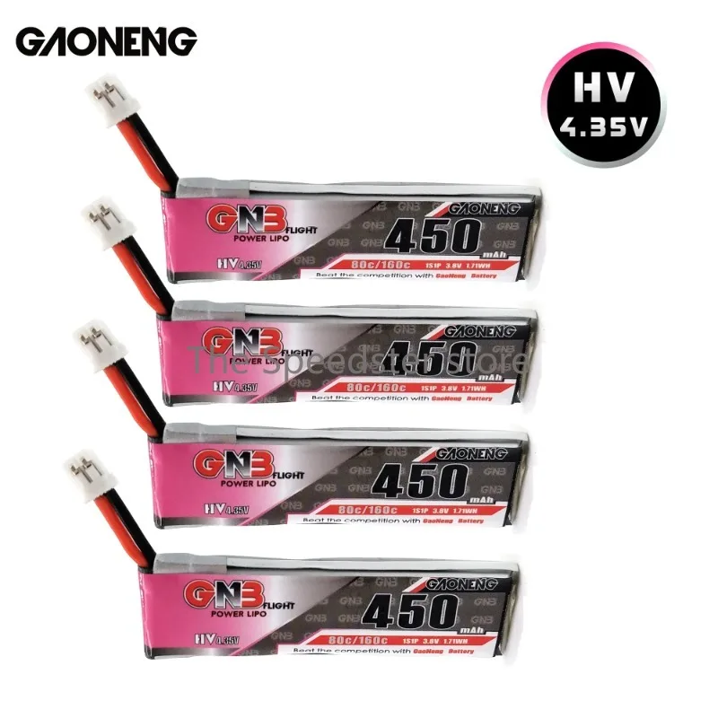 5/10PCS Gaoneng GNB 1S HV 4.35V 450mAh LiPo Battery 80 With PH2.0 Plug for RC FPV Small Drone TINY7