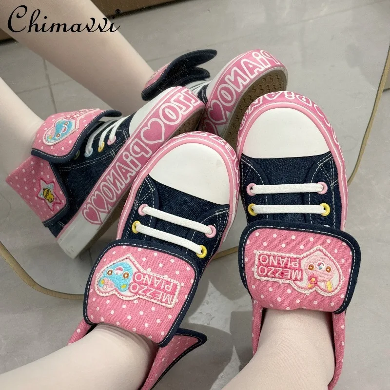 

Japanese Cute Girls Shoes Retro Denim Canvas Shoes 2026 Spring Autumn New Lolita Sweet Versatile Casual Flat Shoes for Women