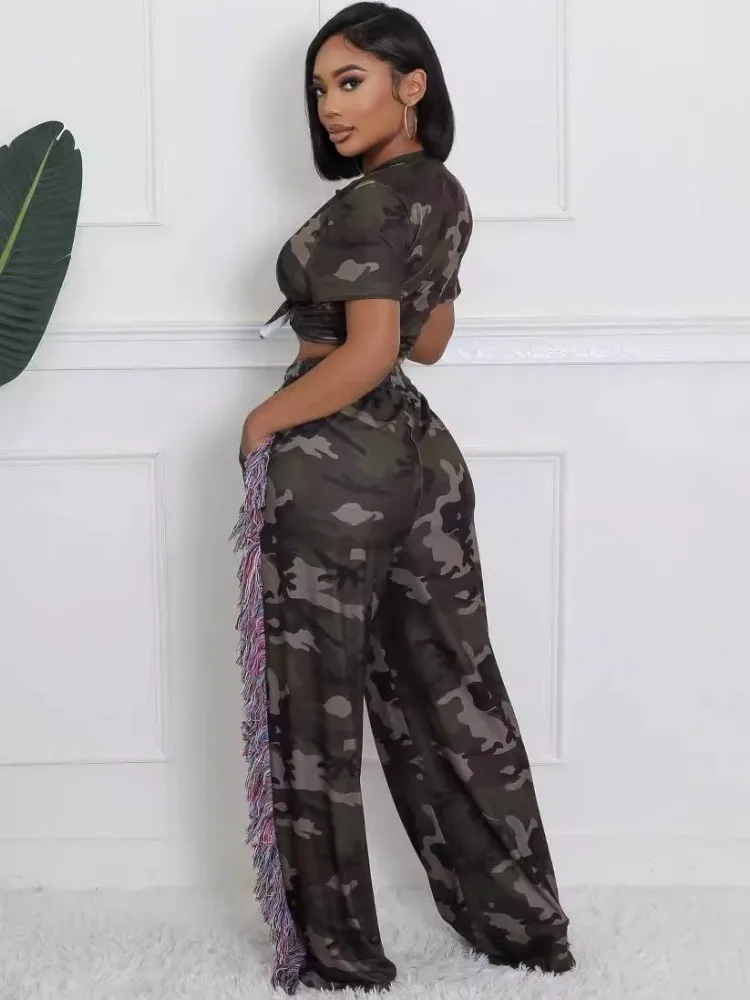 2 Piece Women Sets 2024 New Arrival Summer Autumn Matching Sets Camouflage Two Pieces Sets Top And Pants Suits Outfits Clothing