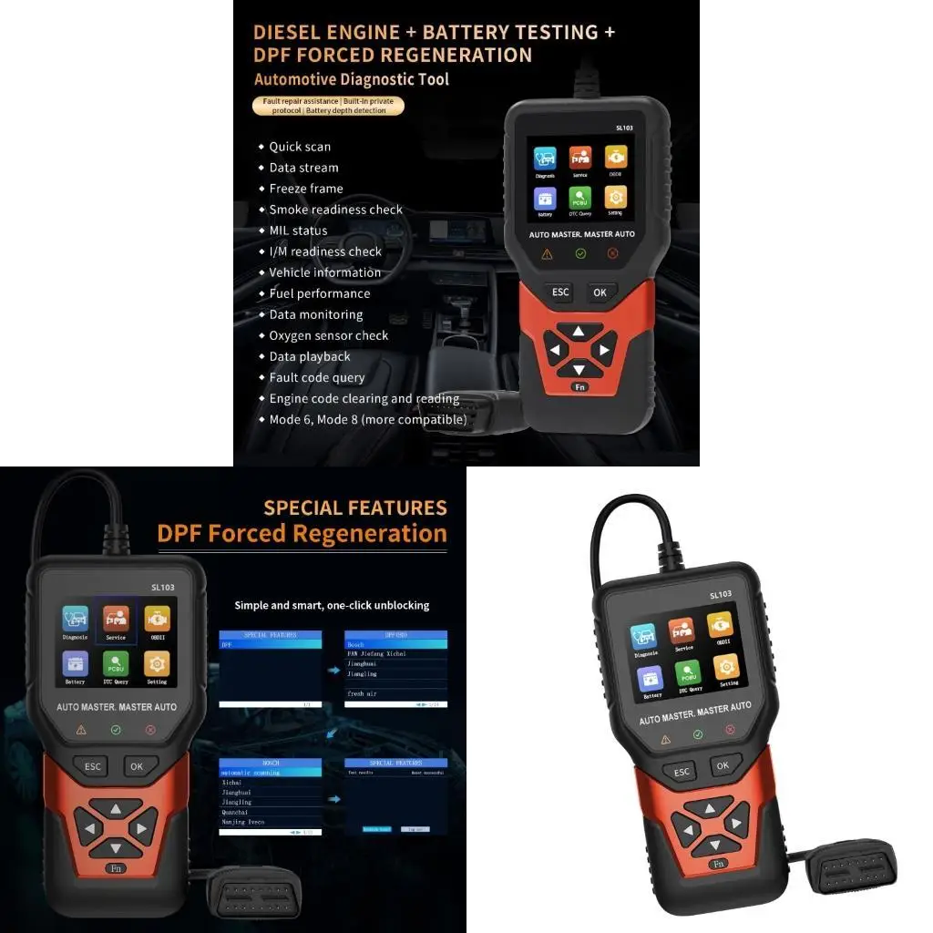 Fuels Diagnostic Scanner DPF Regeneration OBD2 Tester For Gas Car Maintenance  