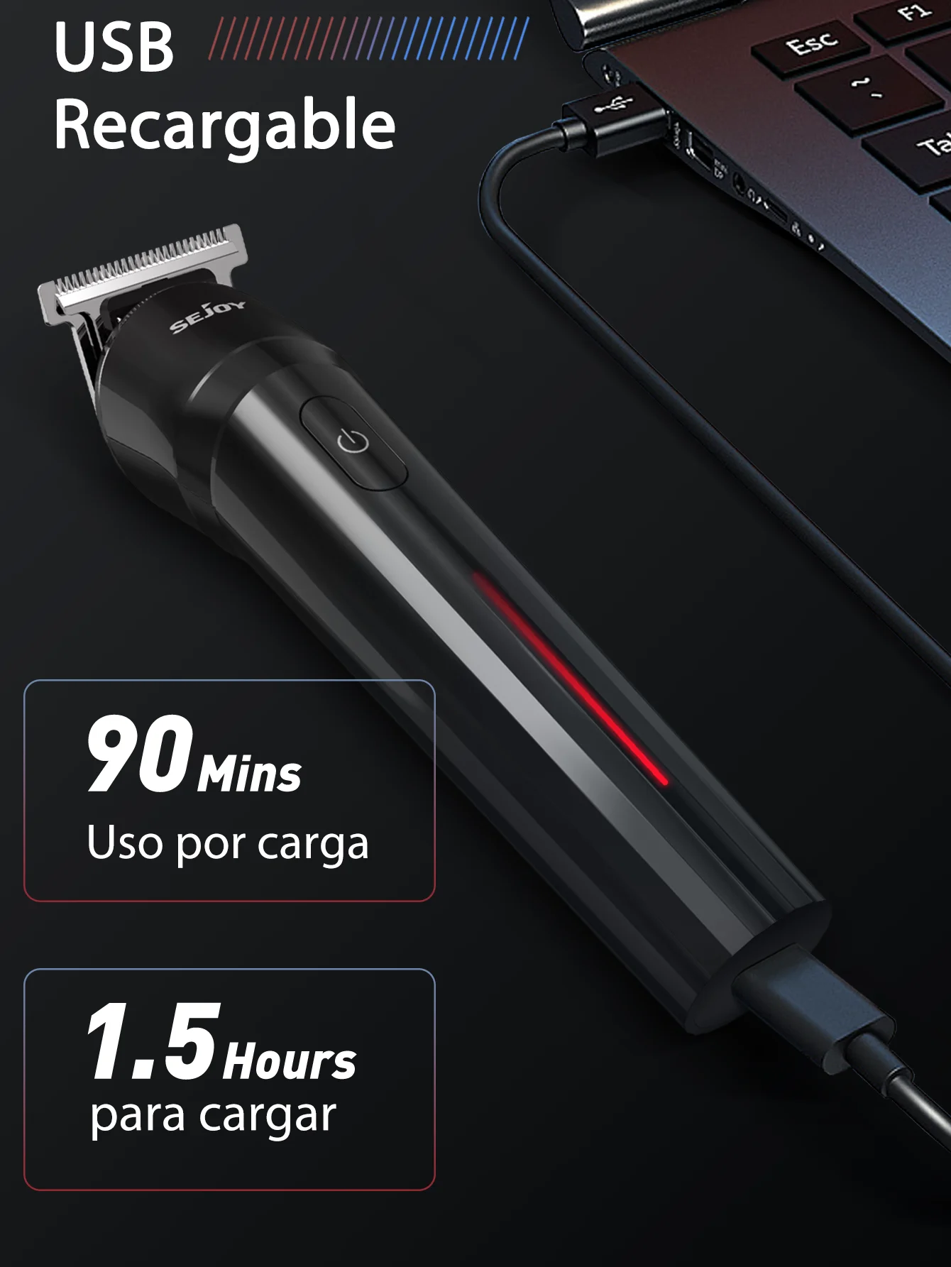 ماكينة تشذيب الشعر من SEJOY للرجال، ماكينة قص الشعر الاحترافية، ماكينة تشذيب اللحية، مجموعة ماكينة القطع اللاسلكية